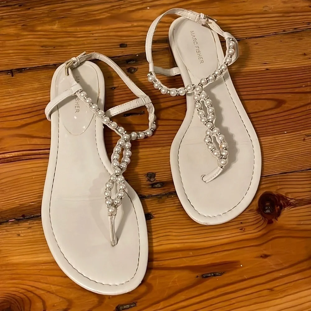 Marc Fisher Pearl White Wedding Sandals size 11 - Picture 1 of 8